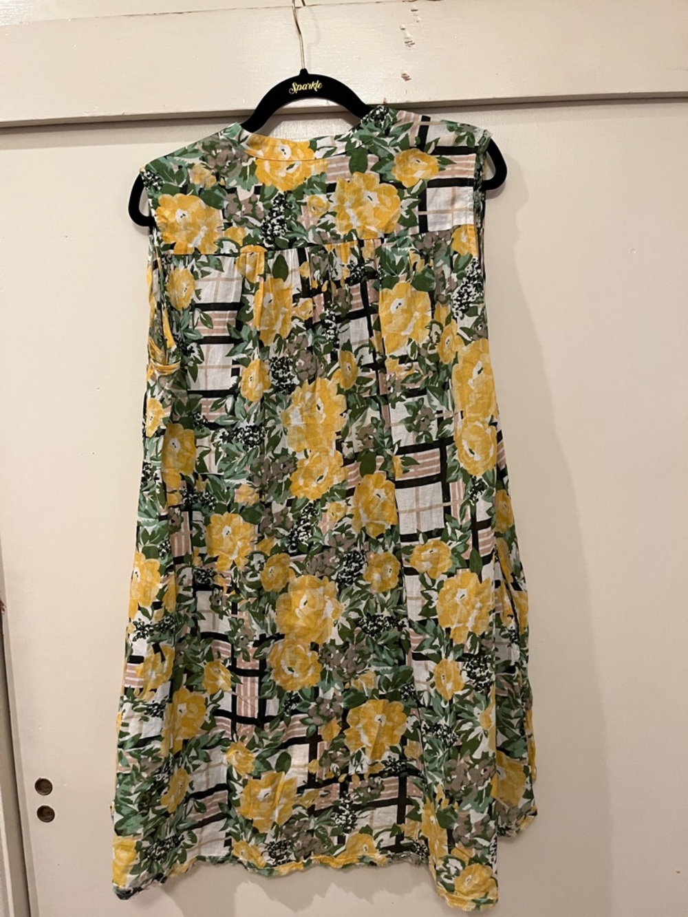 Porridge Sleeveless Yellow Floral Button-Front Mini Dress / Tunic size small - Picture 8 of 8